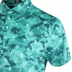 GFORE G/Fore Icon Camo Lotus Polo Shirt -Golf Sales Shop g fore golf shirt icon camo polo lotus sp23 g4ms23k060b lotus n